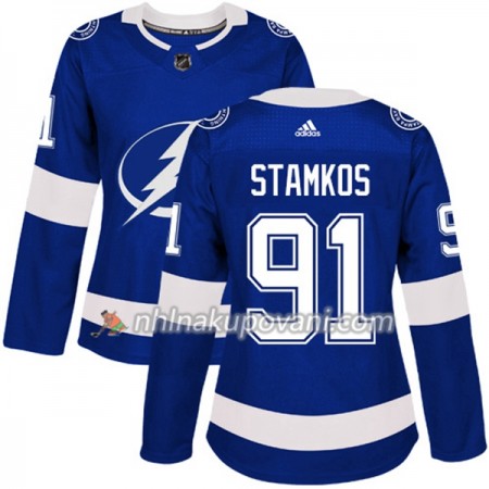 Tampa Bay Lightning Dresy Steven Stamkos 91 Adidas 2017-2018 Modrá Authentic - Dámské Tampa Bay Lightning Dresy Steven Stamkos 91 Adidas 2017-2018 Modrá Authentic - Dámské